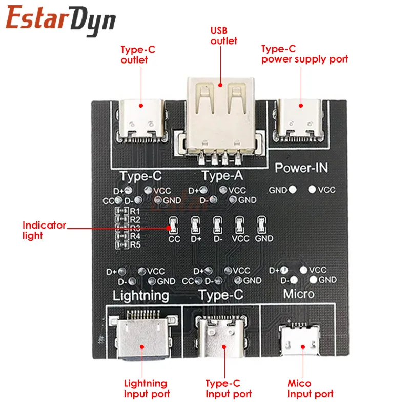 2PCS DT3 Data Cable Detection Board Type-C Micro USB C Cable Tester Short Circuit On Off Switching Diagnose Tool for iOS Android - imagen 5