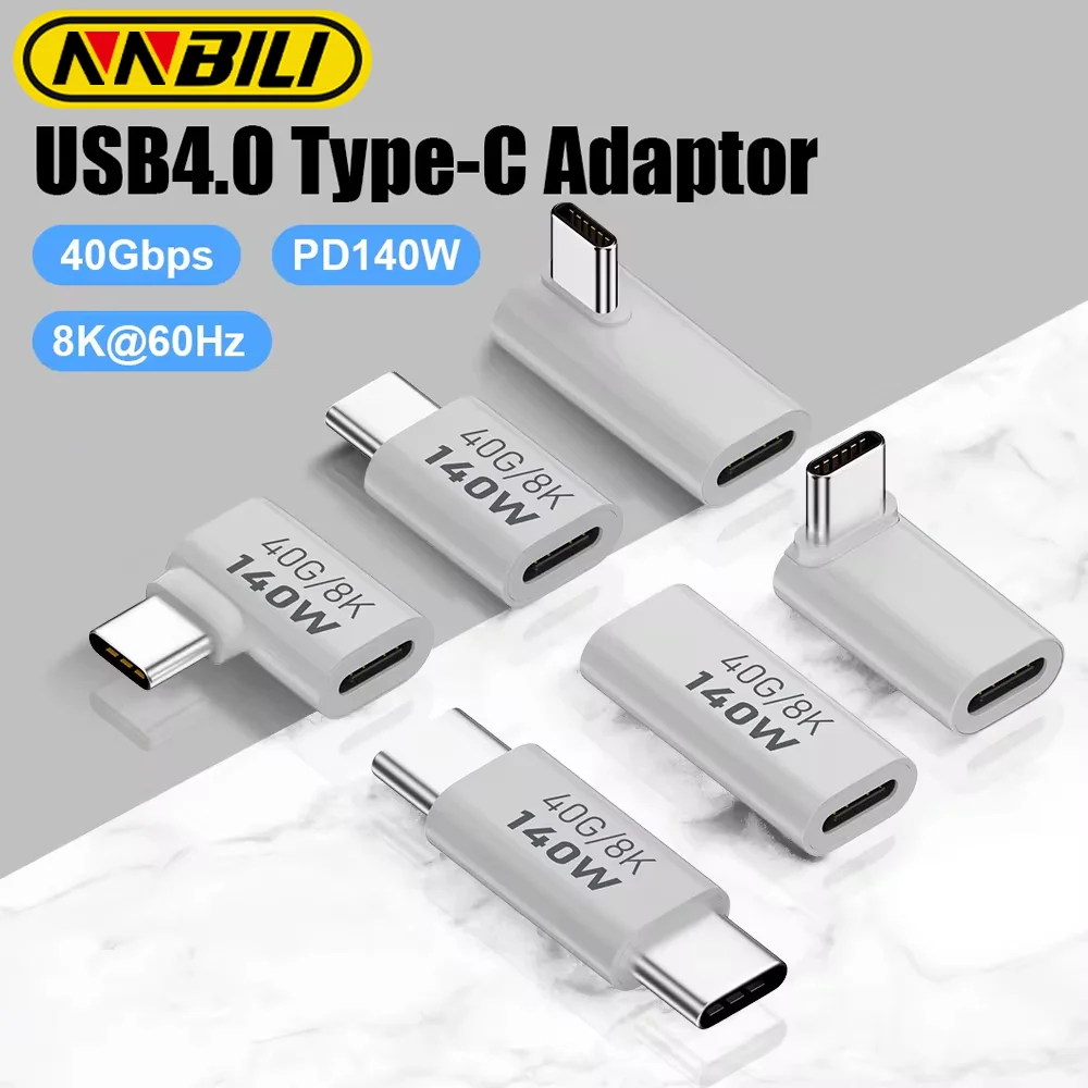 NNBILI PD140W USB3.1 tipo C a USB C adaptador de carga rápida 40Gbps conector de sincronización de datos 8K @ 60Hz USB C OTG convertidor para MacBook