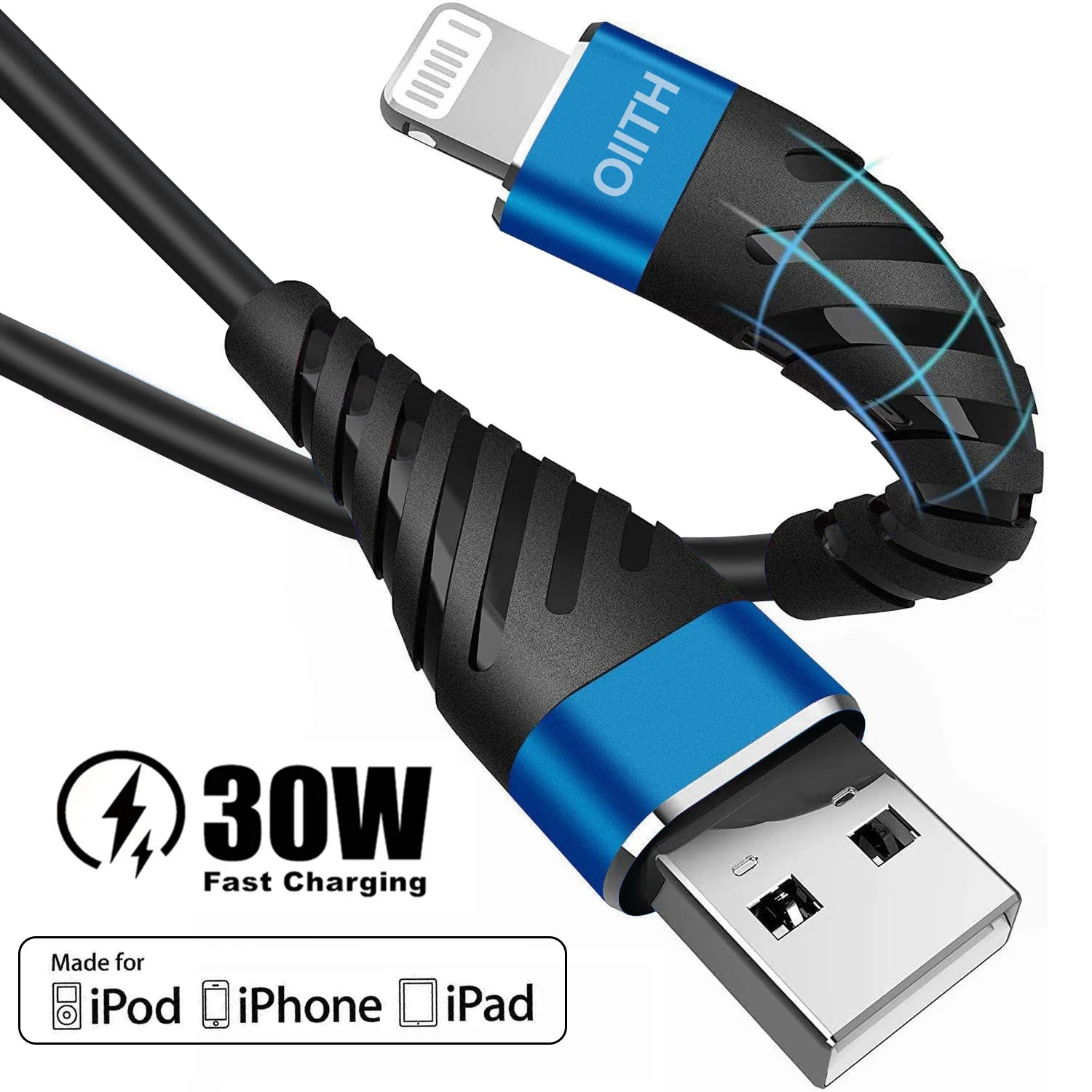 Cable USB de carga rápida para teléfono móvil, Cable de datos de 2m y 6 pies, 2.4A, para iPhone 11, 12, 13 Pro, X, XS Max, 6, 7, 8 Plus, SE, iPad