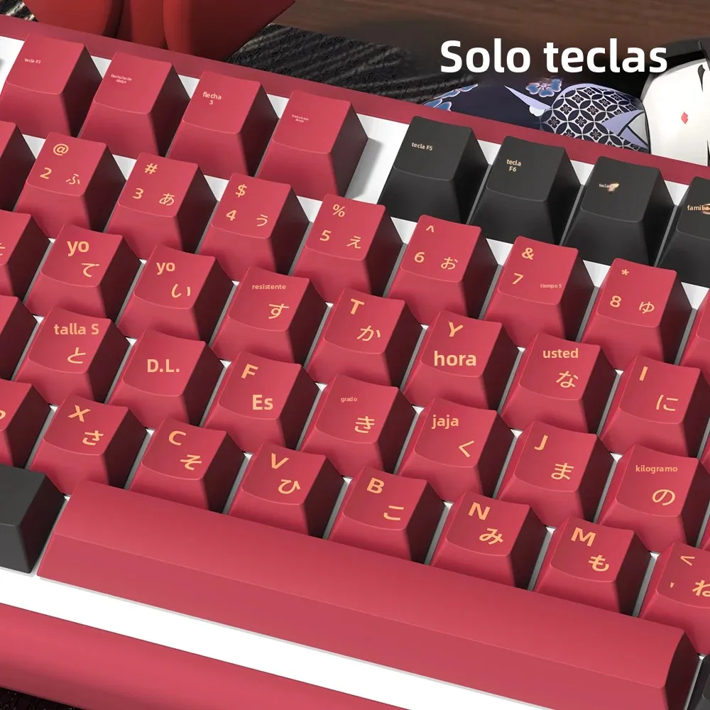 Teclas PBT samurái rojas, perfil de cereza, diseño ISO para teclado mecánico personalizado, japonés, coreano, alemán, español y francés - imagen 3