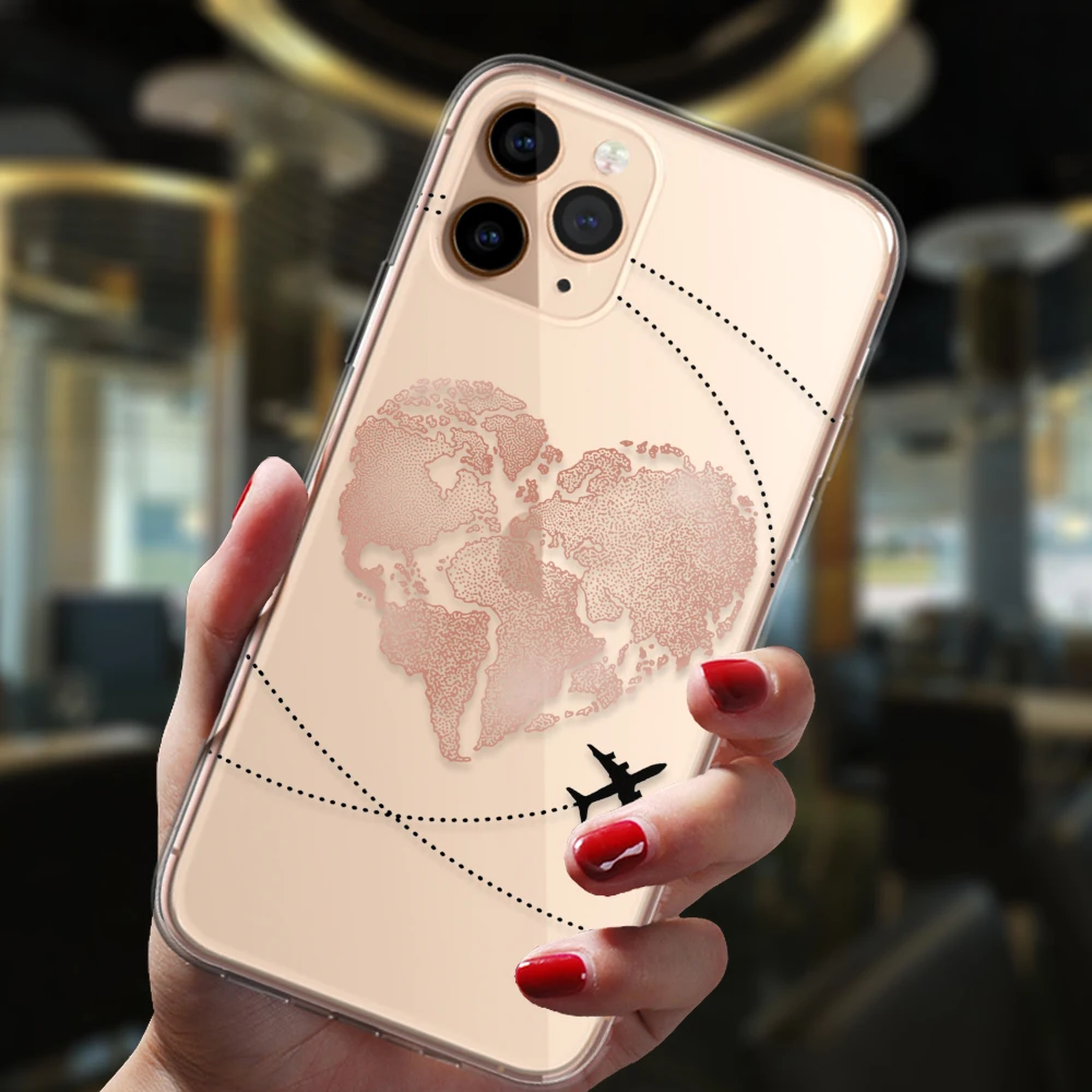 Funda de silicona con mapa del mundo para iPhone, cubierta de lujo para modelos 13, 11, 12, 14 Pro Max, Mini, 7, 8, 15 Plus, XS Max, XR - imagen 5