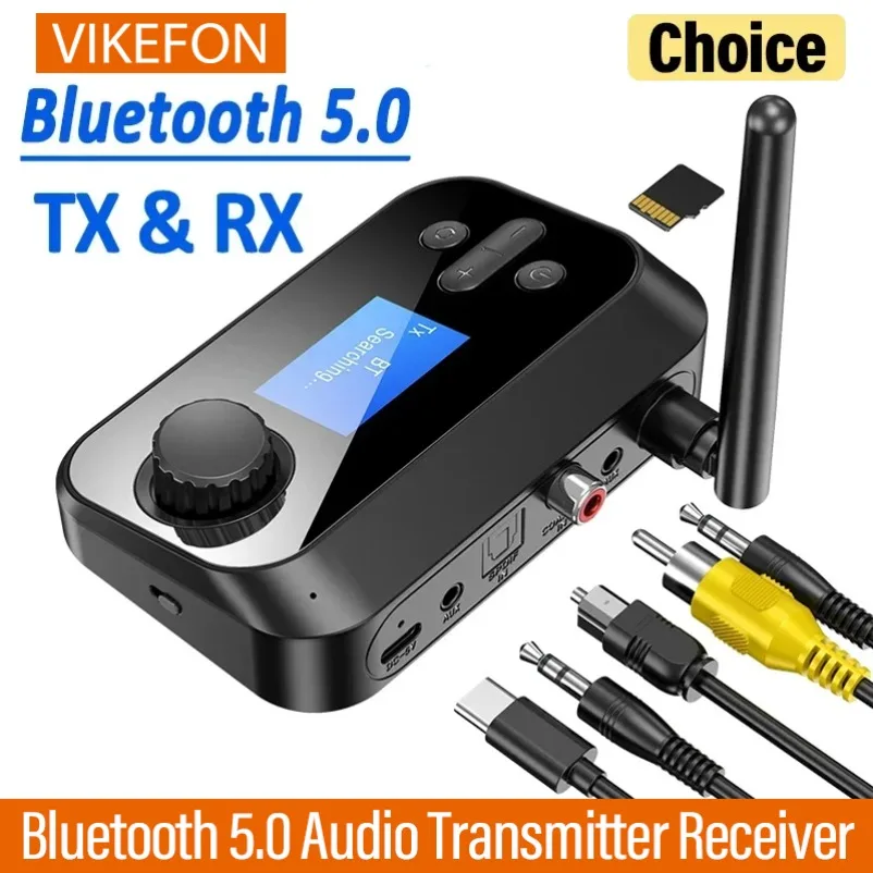 Receptor y transmisor de Audio Bluetooth, adaptador inalámbrico estéreo Coaxial óptico AUX de 3,5mm, convertidor DAC para TV, PC, Kit de auriculares para coche