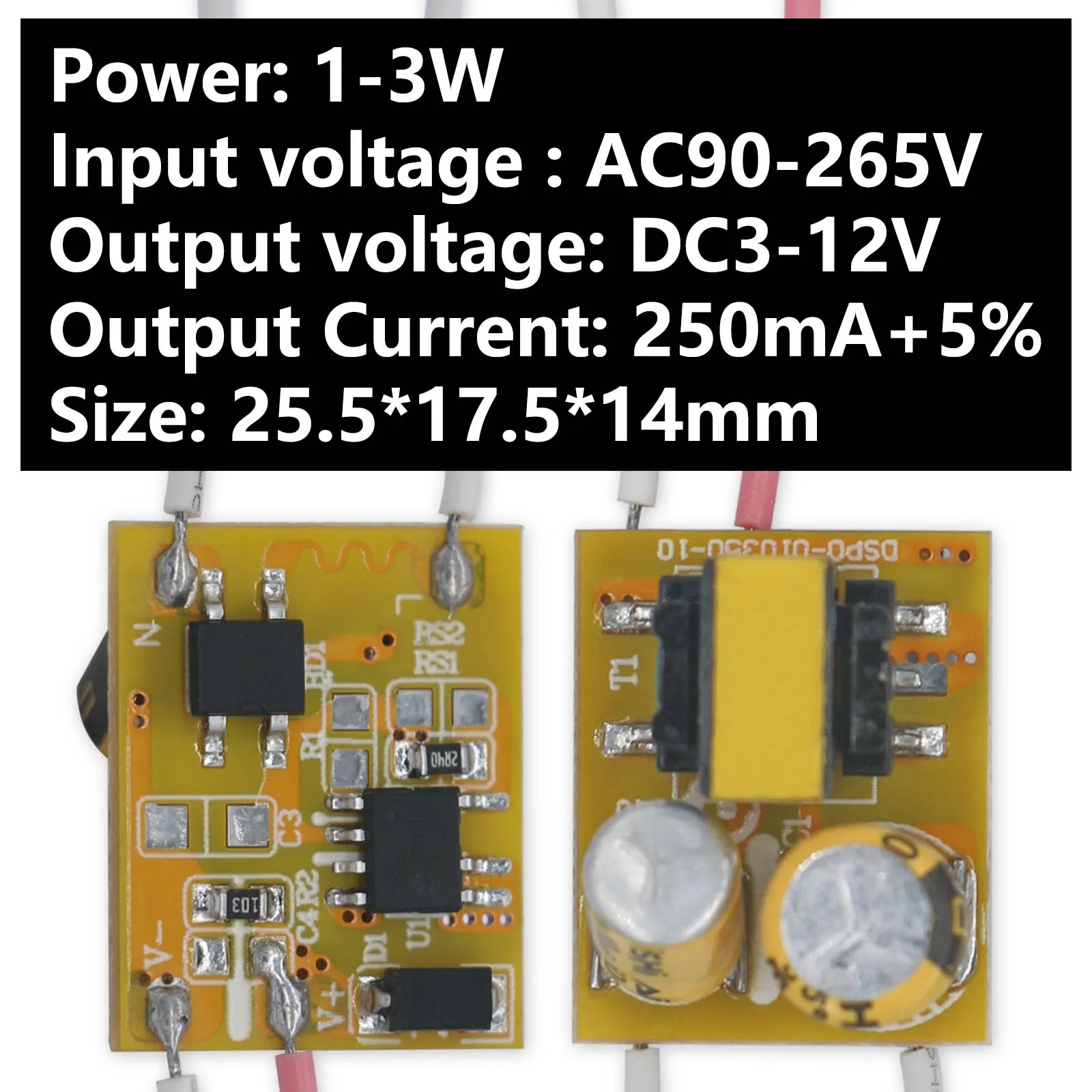 Transformador de luz LED con controlador IC inteligente, 1-3W, 3-5W, 250mA, DC3-12V, controlador no aislado para bombilla, fuente de alimentación de diodo LED - imagen 3