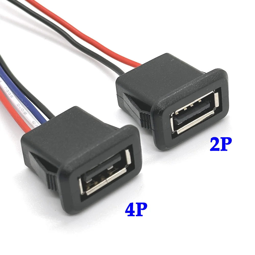 1/2/5 Uds 2Pin 4Pin USB 2,0 conector de alimentación hembra 2P 4P USB2.0 conector de puerto de carga interfaz de datos con Cable enchufe de cargador USB - imagen 2