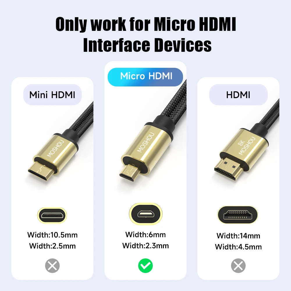 Cable Micro HDMI a HDMI 8K – Para Cámaras GoPro Hero y DSLR - imagen 4