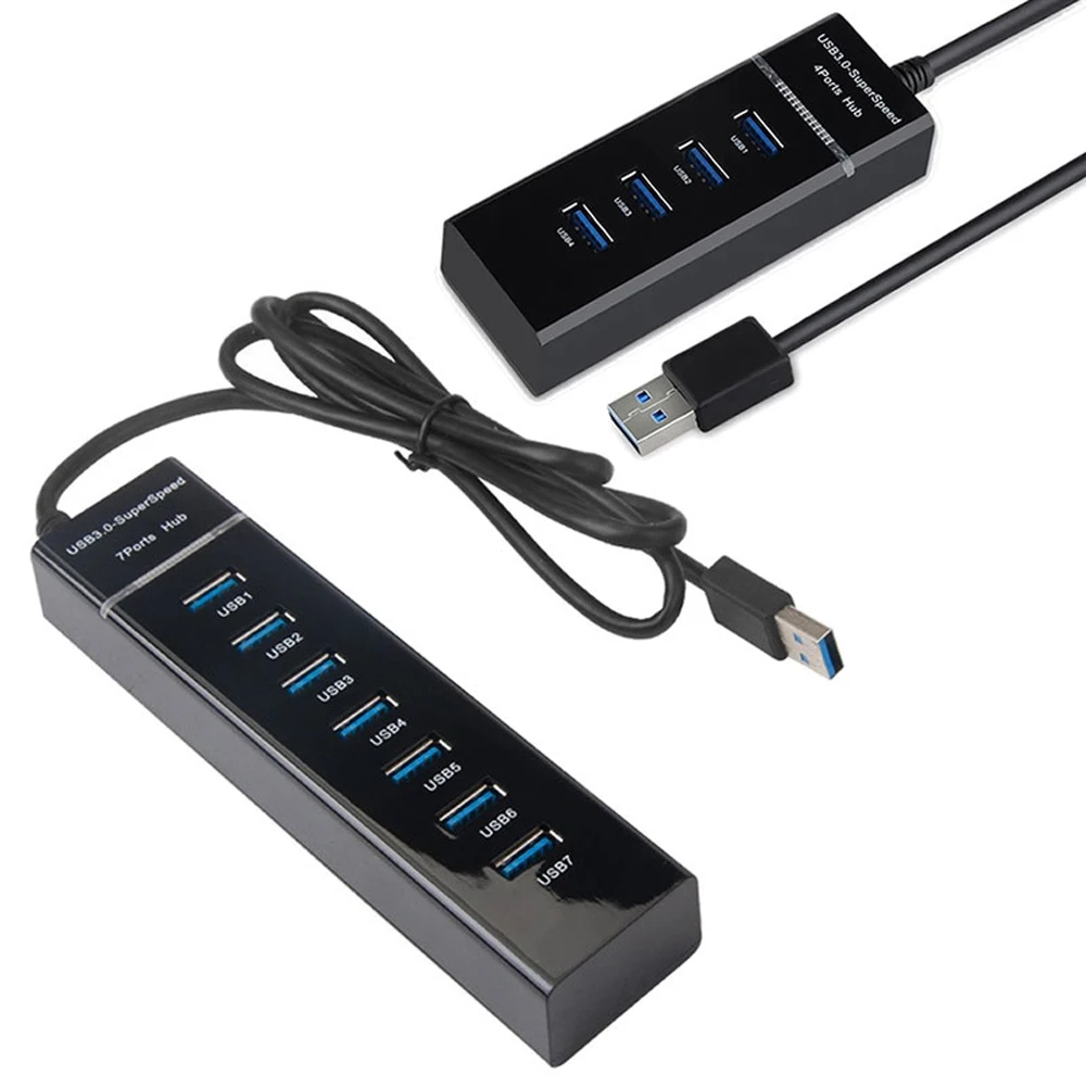 Cable adaptador divisor USB 3,0 de 4/7 puertos, longitud de 30/120cm para PC de escritorio, Mac, portátil, teclado, ratón, disco duro móvil - imagen 3