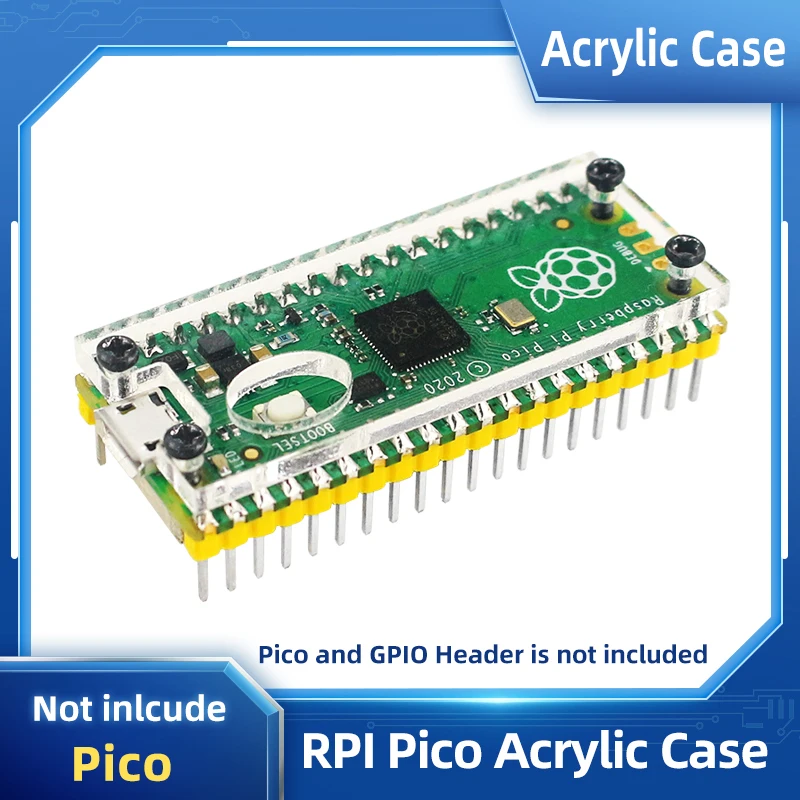 Raspberry Pi Pico carcasa acrílica transparente para placa Pico RP2040 microcontrolador microordenadores Pico W/Pico 2/Pico 2W