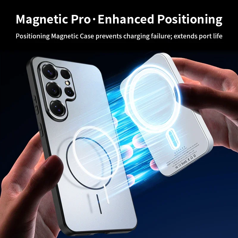 Para Magsafe funda de teléfono magnética para Samsung S25 Ultra S24 S23 Plus mate PC + TPU cubierta protectora a prueba de golpes para Galaxy S25 + - imagen 3