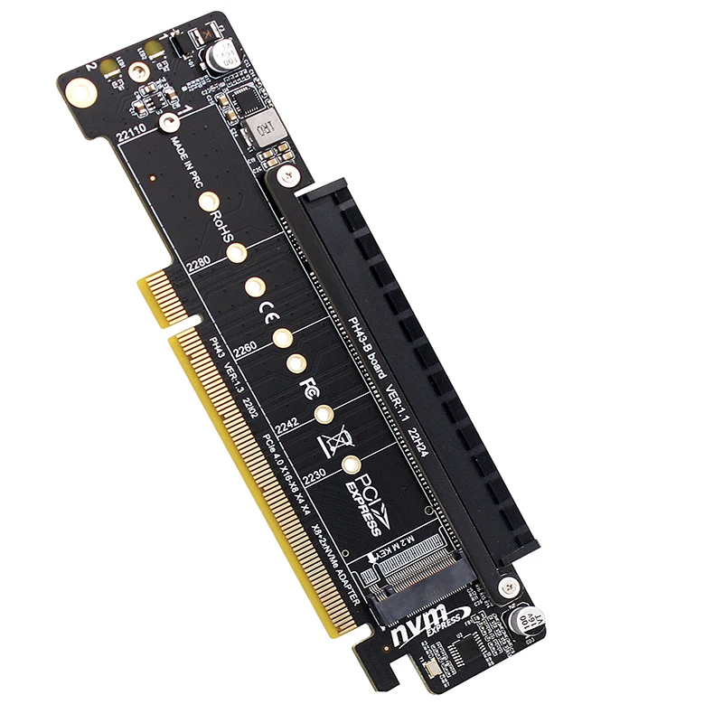 PCI Express X16 4,0 A X16 Slot + 2Port M.2 NVME PCI-E Split VROC Card M KEY NVME RAID Card para 2230 2242 2260 2280 22110 M2 SSD - imagen 2