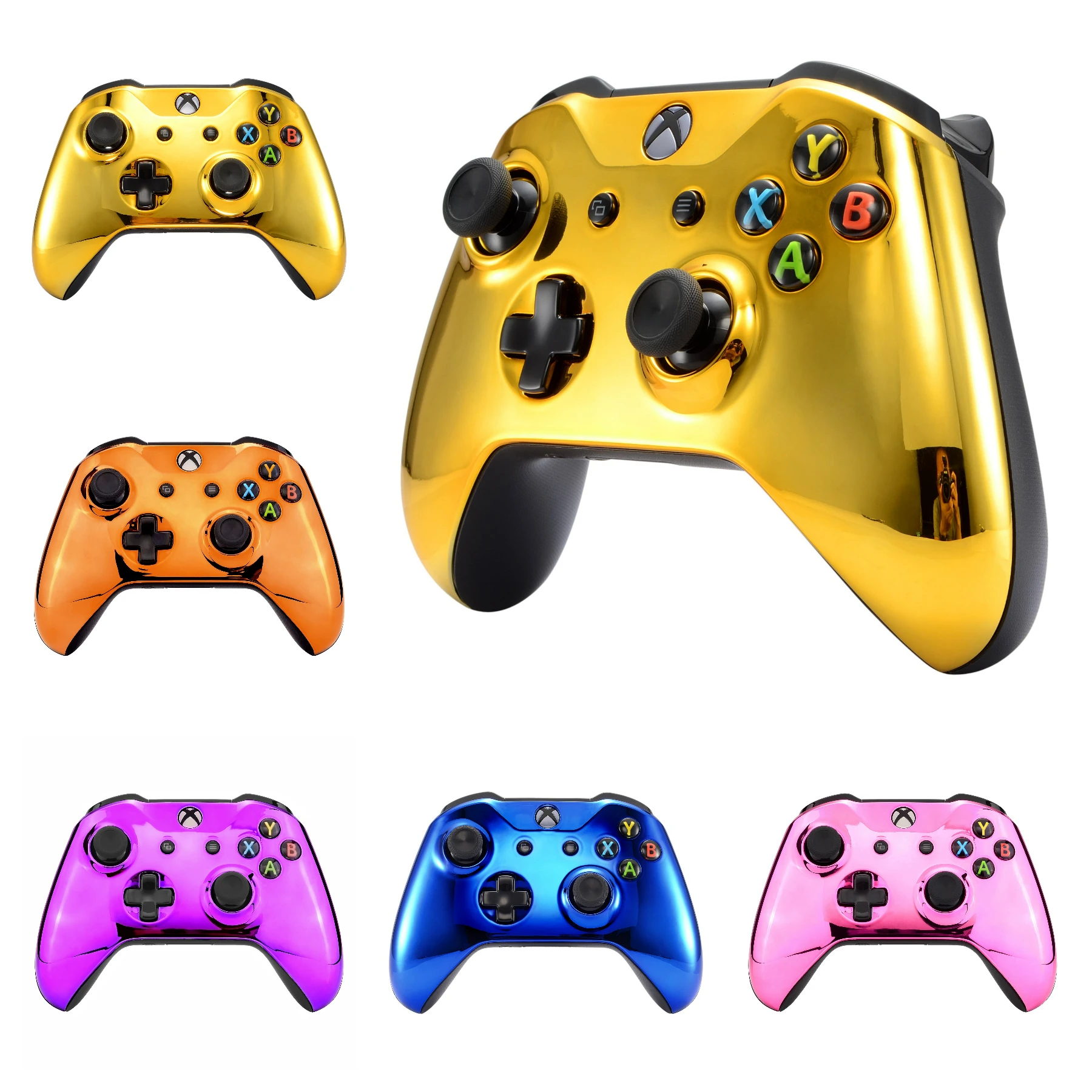 EXtremeRate-carcasa superior cromada para mando de Xbox One S One X, pieza de repuesto para carcasa de placa frontal, modelo: 1708