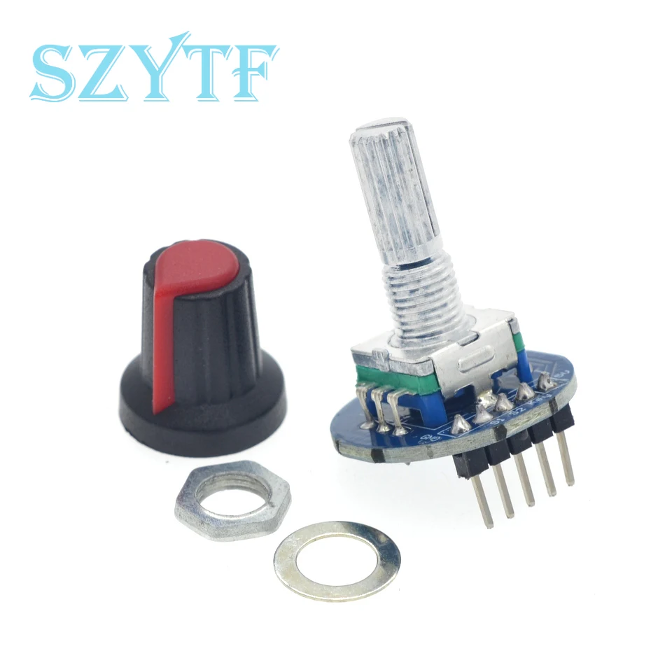 Potenciómetro codificador rotatorio, módulo de interruptor de Control giratorio de Audio Digital redondo de 5V con tapa de perilla, 1-10 Uds. - imagen 2