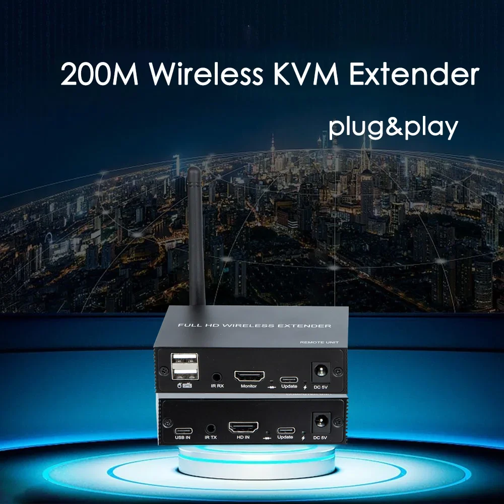 Transmisor y receptor de Audio y vídeo Wifi inalámbrico de 200m, extensor KVM HDMI, adaptador de pantalla compartido para cámara, DVD, PC a Monitor de TV - imagen 2