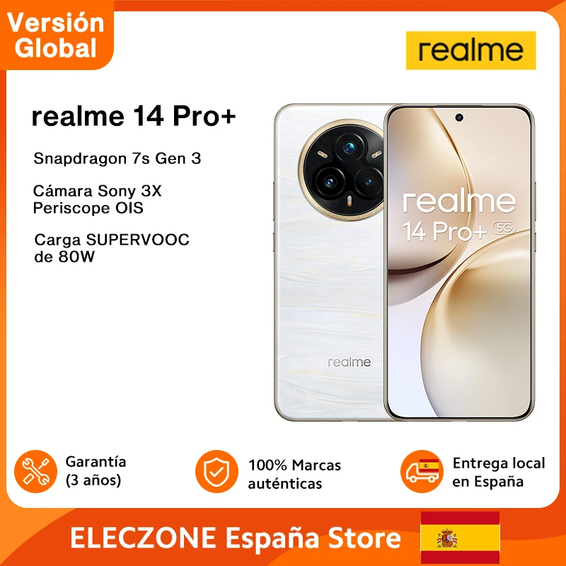 Versión Global realme 14 Pro Plus 5G Smartphone Sony 3X Periscopio OIS Cámara Snapdragon7s Gen 3 80W SUPERVOOC Carga IP69 - imagen 2