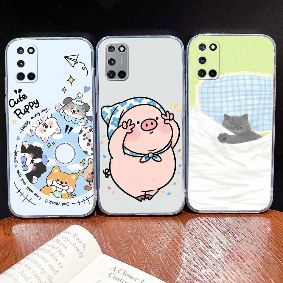 Funda para Oppo A52 A72 A92 A92S lindo perro gato suave transparente silicona anticaída cubierta para Oppo A 52 A 72 A 92s protectores de teléfono - imagen 3