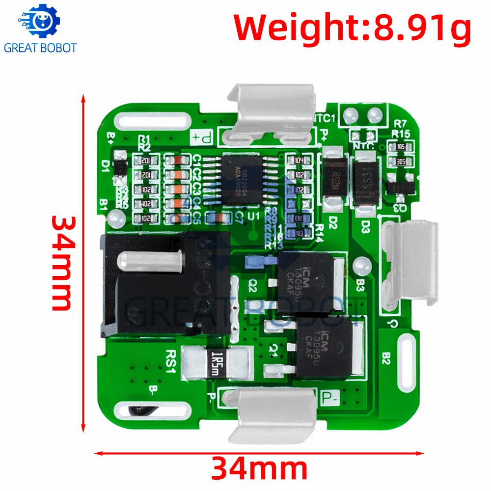 El paquete de batería de litio 18650 de cuatro cuerdas 4S 14,4 V/16,8 V - Placa de protección 14A 2MOS garantiza seguridad - imagen 2