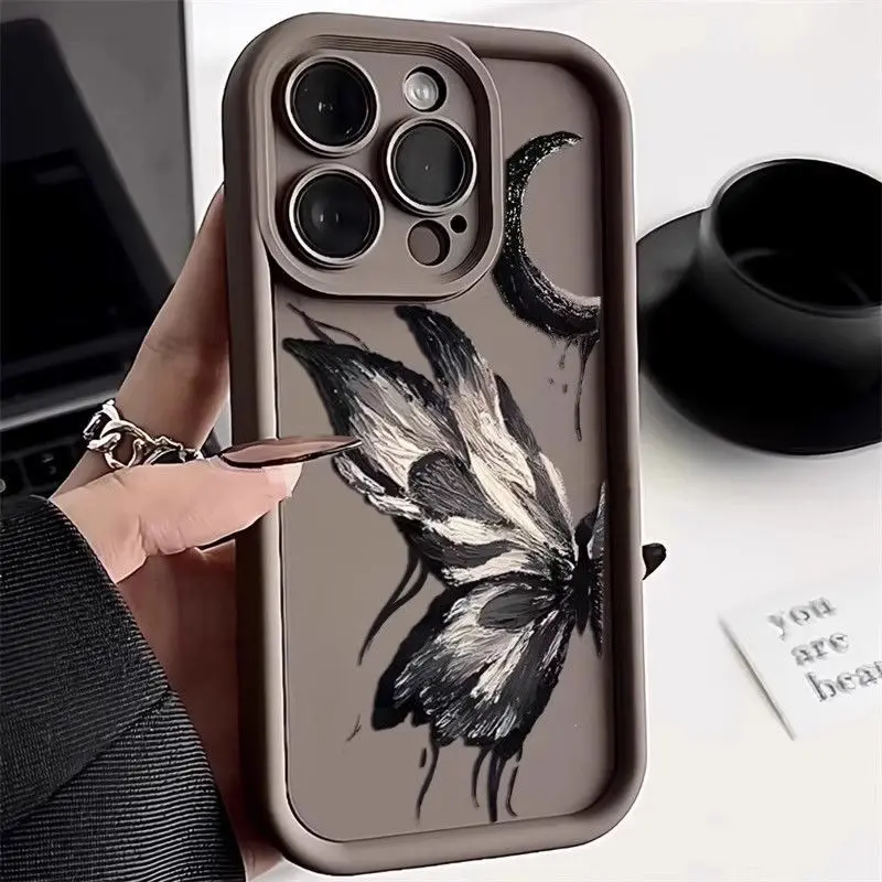 Funda de teléfono con diseño de pintura al óleo de mariposa bajo la luna para Samsung Galaxy S23 S24 S25 Ultra S22 S21 S20 Plus FE A54 A55 - imagen 3
