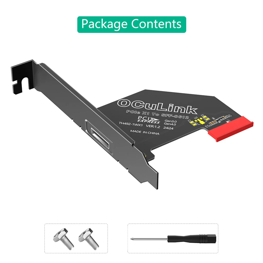 Adaptador PCI-E 1X/ 4X 4.0 a Oculink SFF-8611/8612 con soporte de perfil largo - imagen 5
