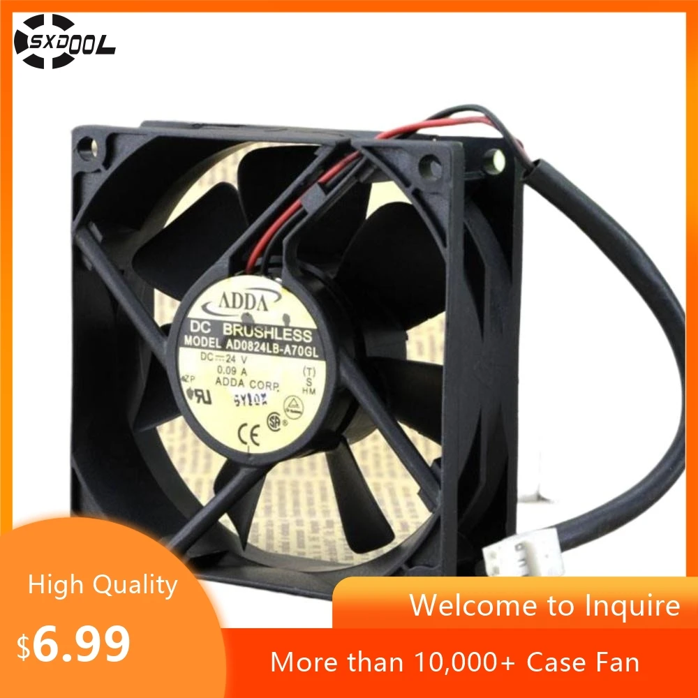 AD0824LB-A70GL ventilador Axial silencioso de 80mm para Adda 80X80X25mm 8CM 24V DC 0.09A ventilador de refrigeración inversor de servidor convertidor de 2 cables - imagen 2