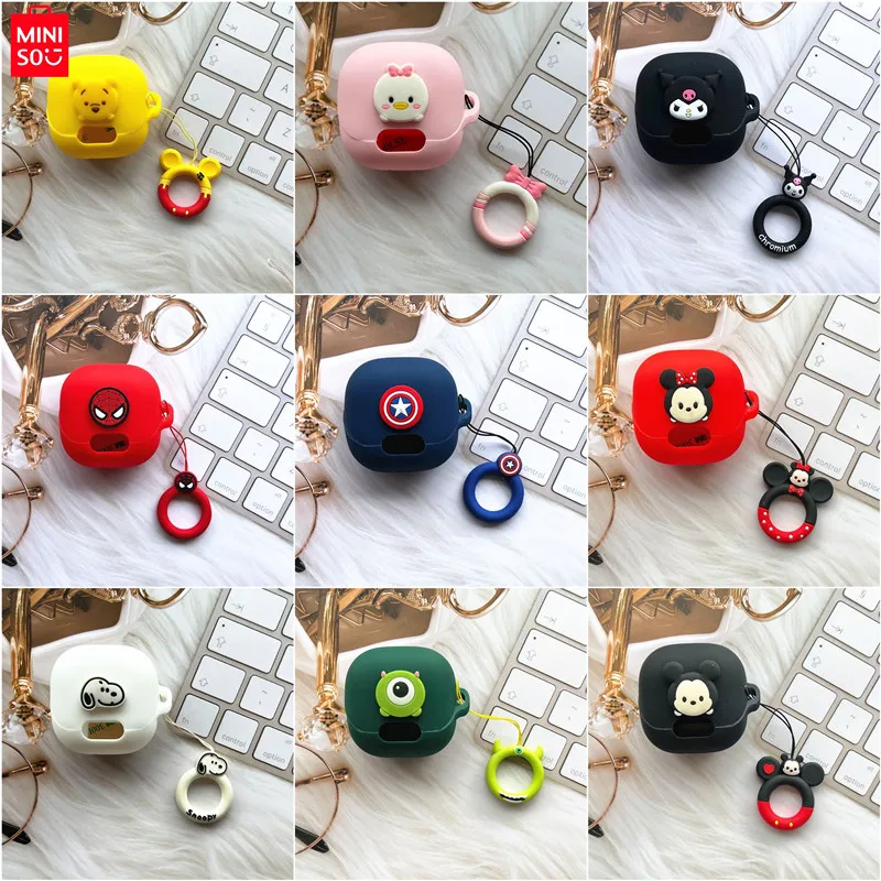 Miniso-funda de silicona con dibujos animados para auriculares, carcasa protectora con cordón para Anker Soundcore liberty 4 NC