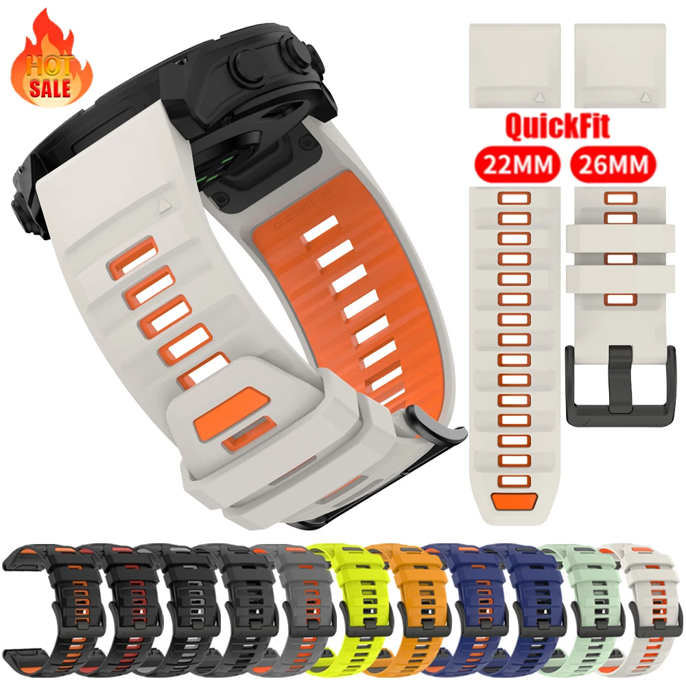 Correa de silicona de 22 y 26mm para Garmin Fenix 8 Pro E 7 7X 6 6X 5 5X/MARQ/G2/D2 Bravo/Tactix/Quatix/Forerunner 970 745 bandas QuickFit