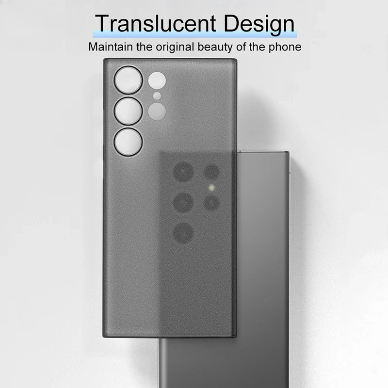 Funda exterior transparente ultrafina a prueba de golpes de 0,3mm para Samsung Galaxy S25 Ultra S24 Plus, funda rígida de PP mate esmerilado transparente sólido