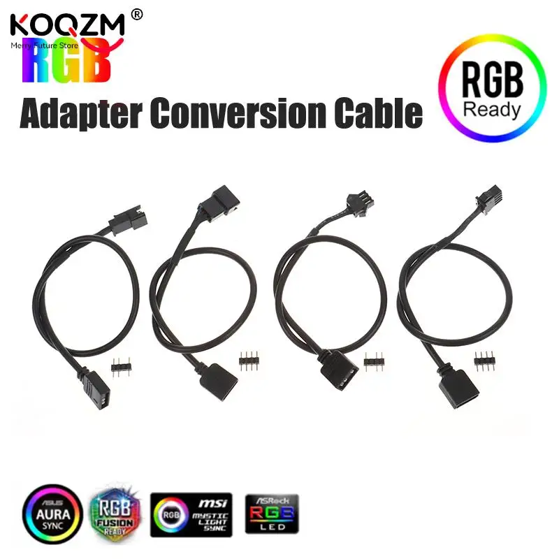 Cable de conversión del adaptador RGB de la placa base 5V 3 Pin / 12V 4 Pin 30cm tira de luz Led RGB para PC ordenador línea de tira de luz LED