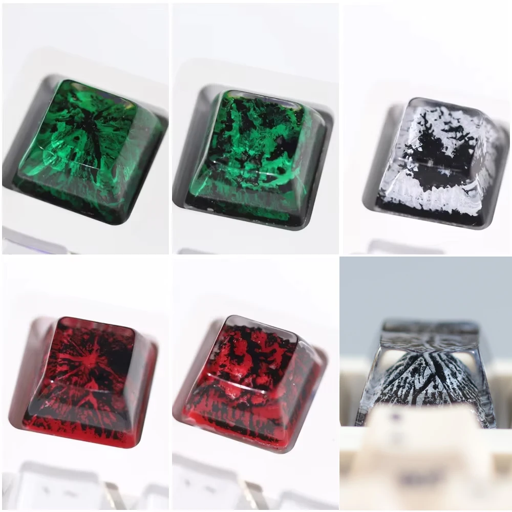 1 unidad de teclas de resina de montaña nevada hechas a mano, bonitas teclas estéreo de resina para teclados mecánicos, teclas personalizadas Cherry Mx Esc