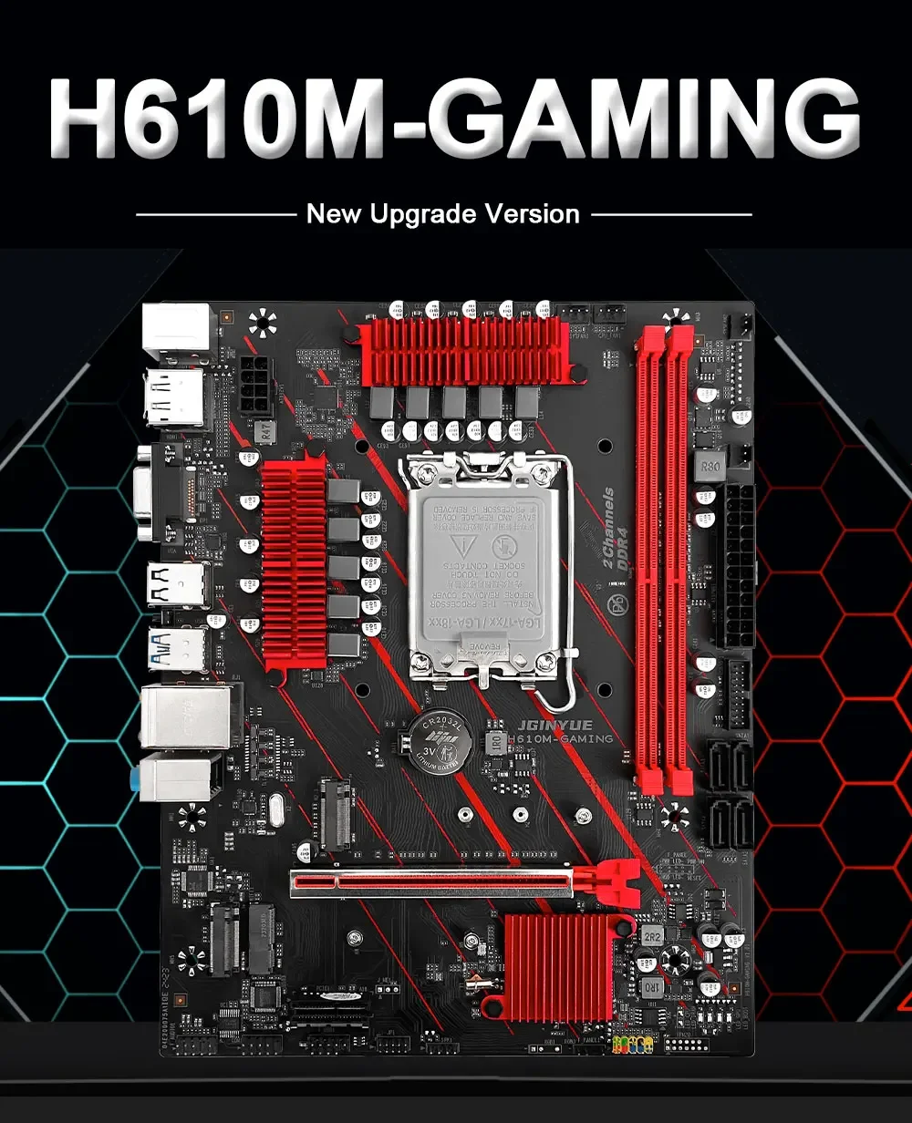 Placa base JGINYUE H610 LGA1700 compatible con Intel Core i3/i5/i7/i9 12th 13th procesador memoria RAM DDR4 de doble canal H610M-GAMING D4 - imagen 3