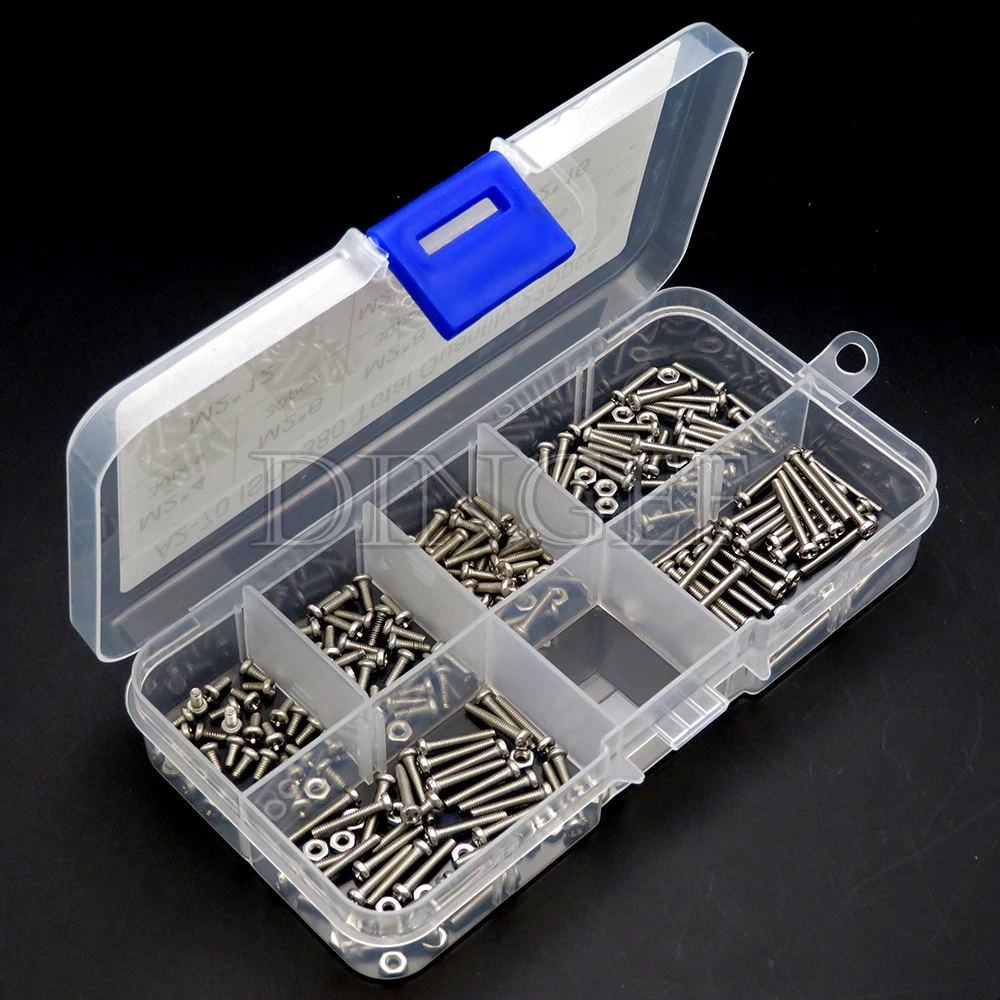 230 Uds M2 tornillos Phillips tuercas pernos 304 juego de tornillos de cabeza de botón de acero inoxidable Kit surtido pequeña caja de almacenamiento - imagen 3