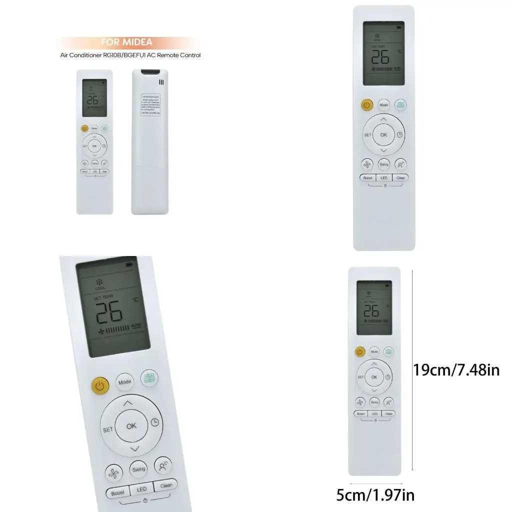 R53C RG10A Control remoto retroiluminado ergonómico para aire acondicionado inglés y eficiente inglés