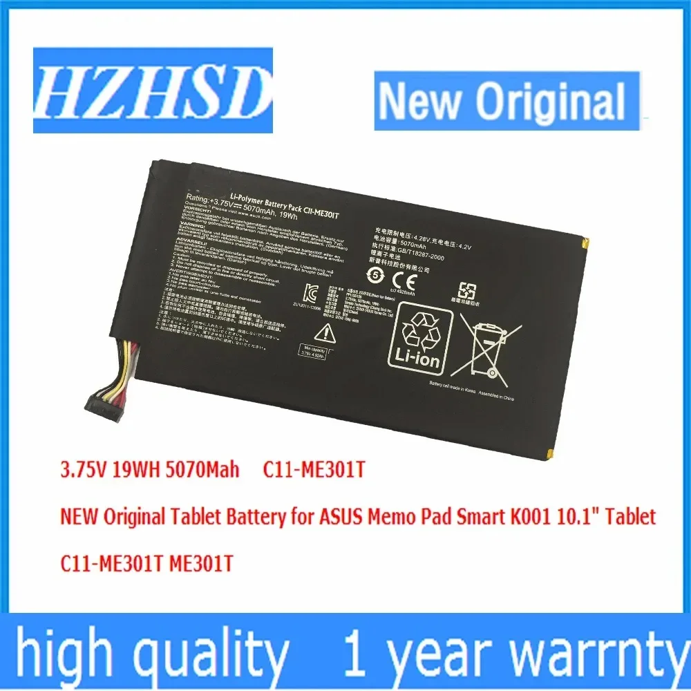 C11-ME301T 3,75 V 19Wh 5070mAh batería Original para tableta ASUS Memo Pad Smart K001 10,1 "Tablet ME301T