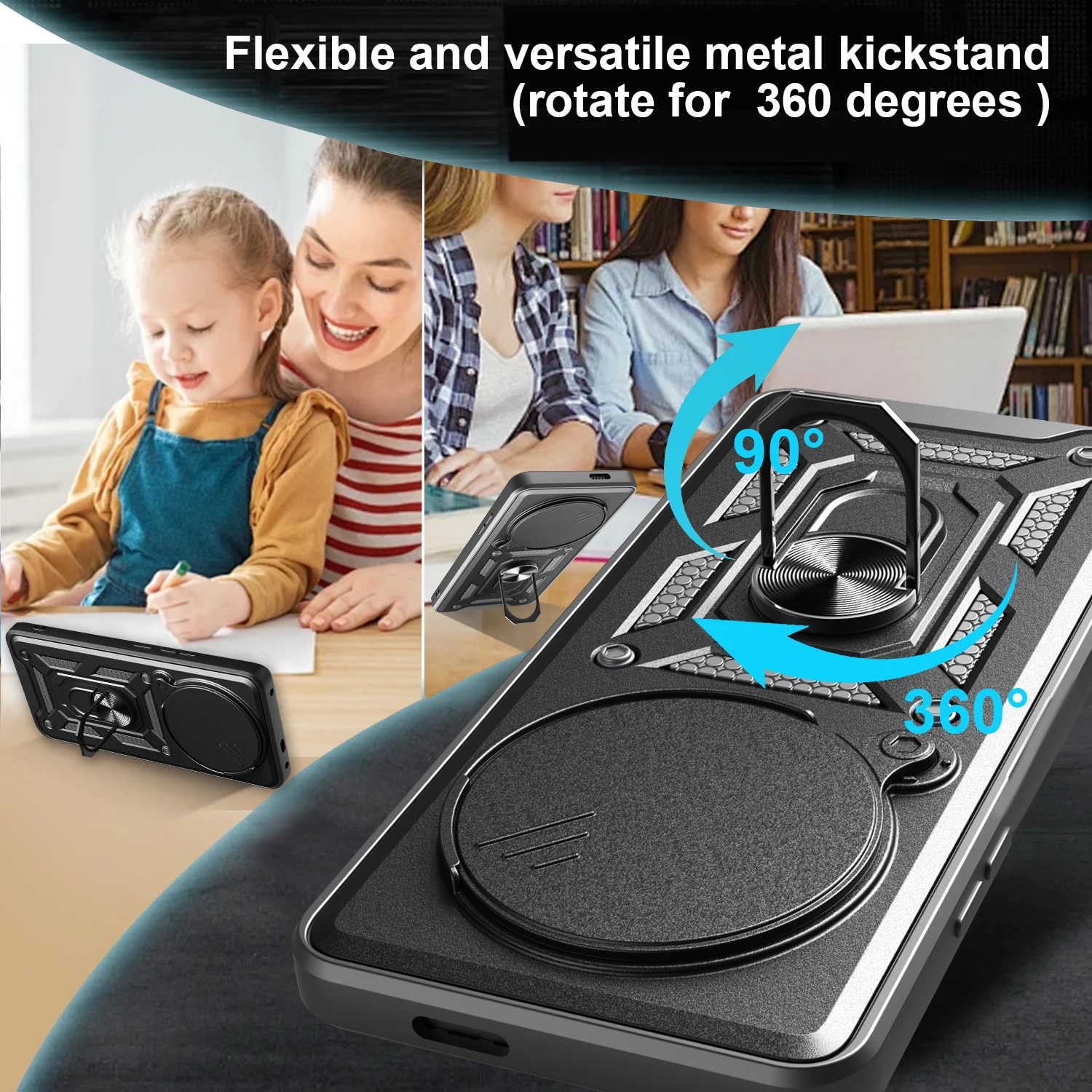 Funda de armadura militar para Xiaomi 15 Ultra 5G, protección de lente con anillo, soporte magnético, Fundas Capa - imagen 4