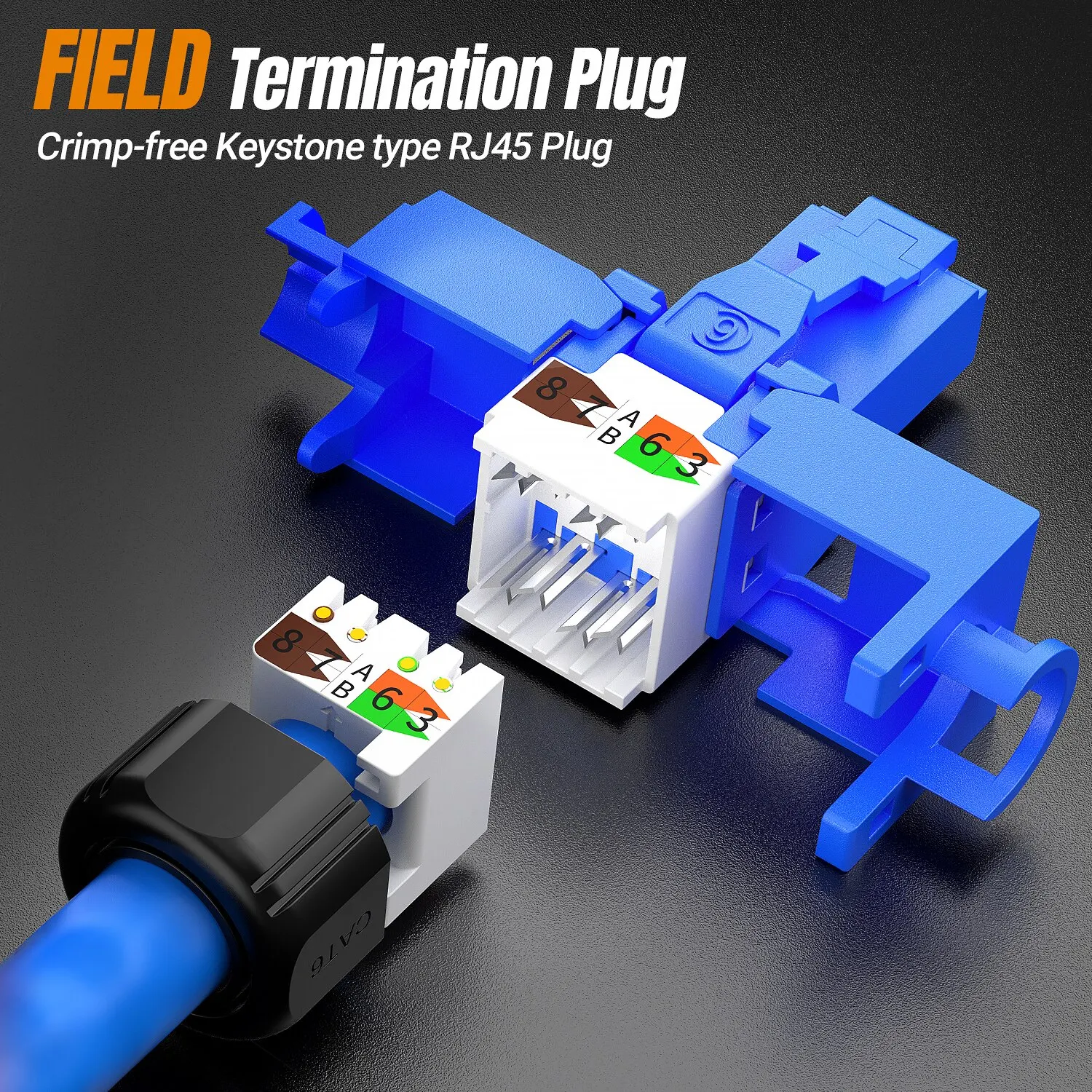 AMPCOM RJ45 conectores de enchufe Modular, Cat6 Cat6A UTP Stecker, conector de red sin Toolless, enchufes Ethernet, Cable, herramientas de Internet gratis - imagen 3