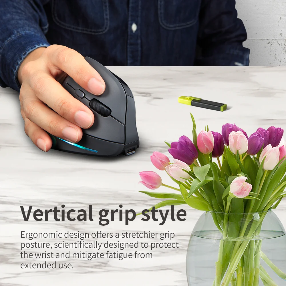 Lefon Ratón Ergonómico Vertical Inalámbrico - Recargable para Juegos - imagen 4