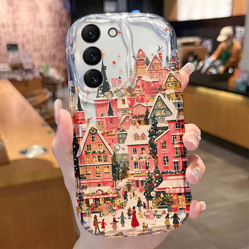 Funda roja con ondas de autobús de Navidad para Samsung Galaxy S25 S24 S23 S22 S21 Ultra Plus S20 FE A73 A72 A71 A56 A55 A54 5G A51 4G - imagen 3