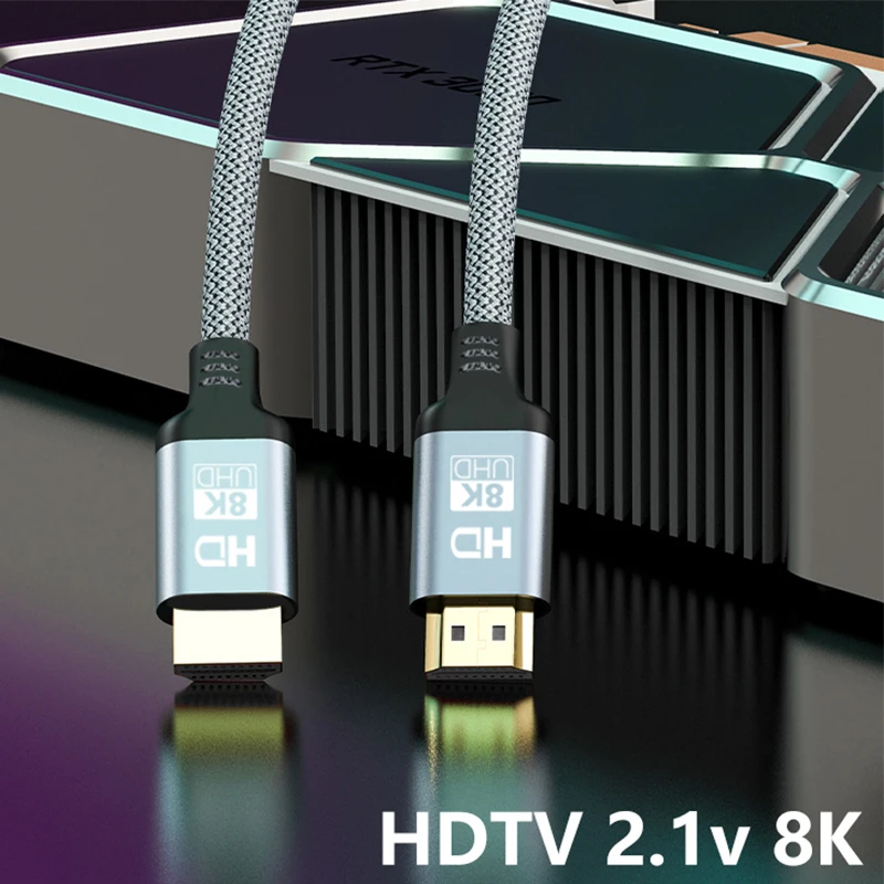 Cable HDTV 8K de 0,5-1,5 M, 60HZ, 2,1 V, 4K, 144HZ, TV 3D de alta velocidad para Monitor de ordenador, proyector, consola de juegos PS, Audio y vídeo