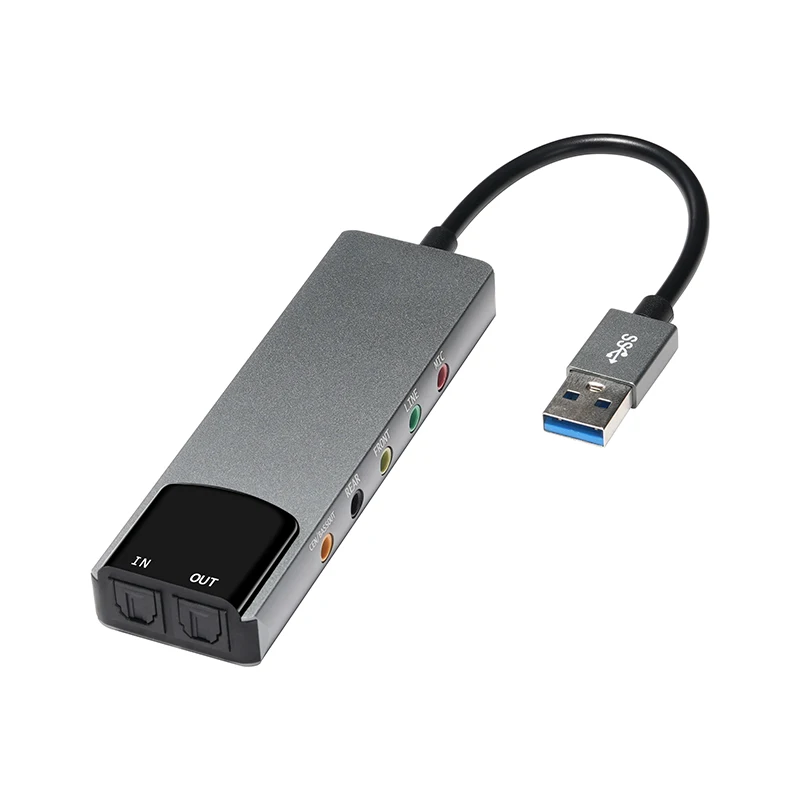 Tarjeta de sonido USB de aluminio, convertidor de tarjeta de Audio externa Óptica 5,1 profesional de 6 canales con Chipset CM6206 para ordenador portátil y PC, nuevo