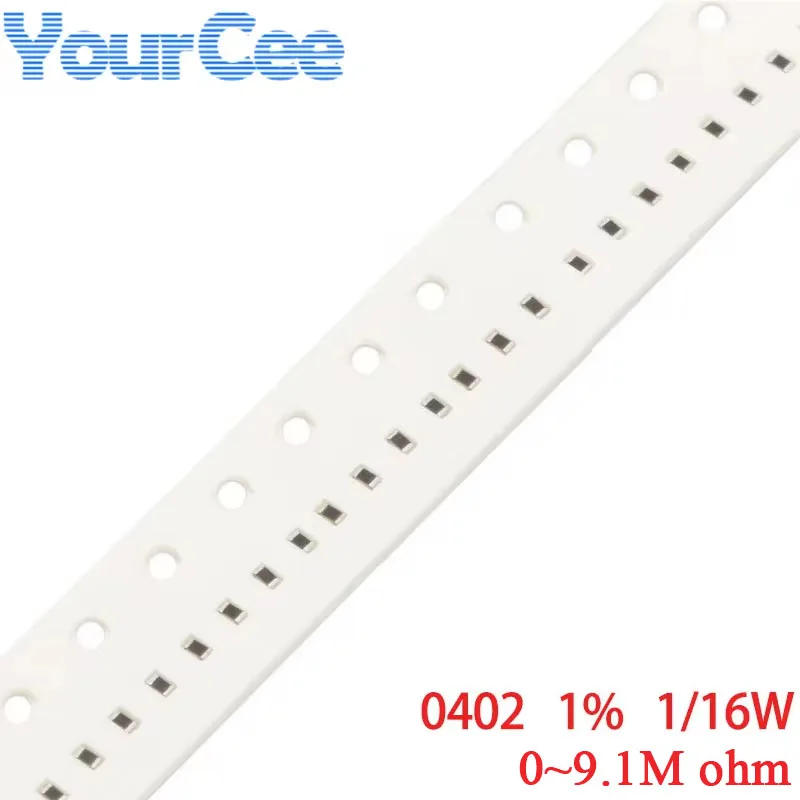 100 Uds 0402 resistencia SMD 1% 1/16W 0~9M1 2 3 4,3 15 36 56 62 91 105 332 499 750 910 1K3 2K1 5K9 6K81 10K5 14K 36K 59K 102K 3M ohm