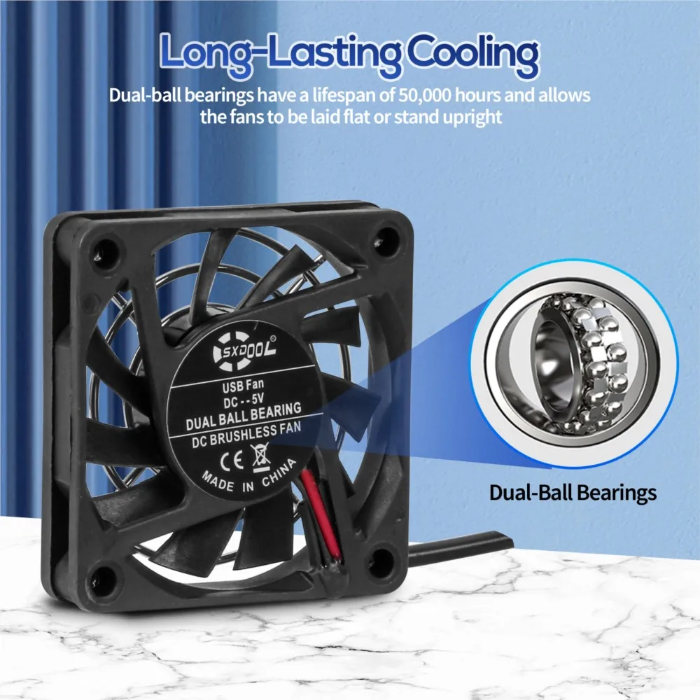 2 uds SXDOOL 60mm x 10mm 60mm 6cm ventilador USB 5V sin escobillas doble bola para PC caja de ordenador enfriador Raspberry Pi radiador ventilación - imagen 4