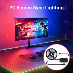 Tira LED RGB Gaming – Sincronización con Monitor, Luz Ambiente PC