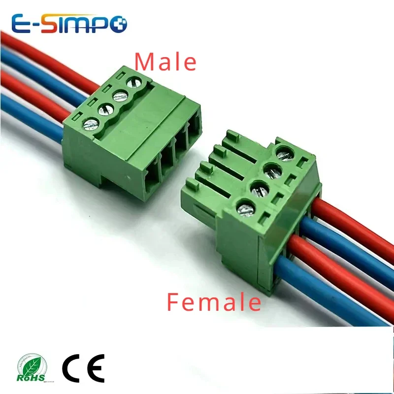 5 pares 2EDGRK 15EDGRK-3.5mm 3,81mm 2-24P enchufe de tornillo de ángulo recto macho + hembra 28-16AWG conector de bloque de terminales de tornillo de cable - imagen 3