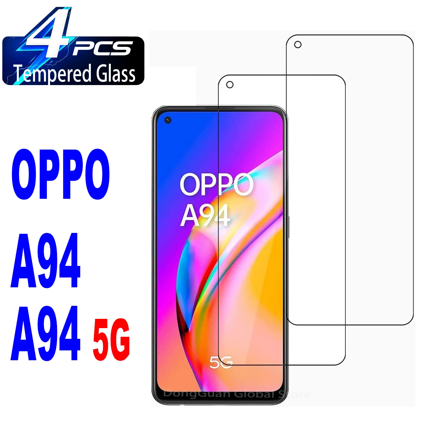 4 piezas de vidrio templado adecuado para Oppo A94, 5G, A93s, A93, A95, A96, A74, A73, A76, A77, A78, 5G, protección de pantalla de vidrio - imagen 2