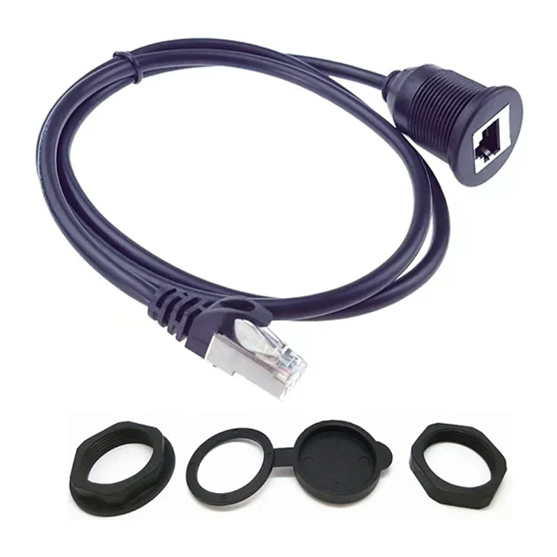 Cable de enchufe CAT6 RJ45 para chasis de Control Industrial, Panel impermeable de 6 cabezales CAT, Cable de extensión de red RJ45 macho a hembra - imagen 4