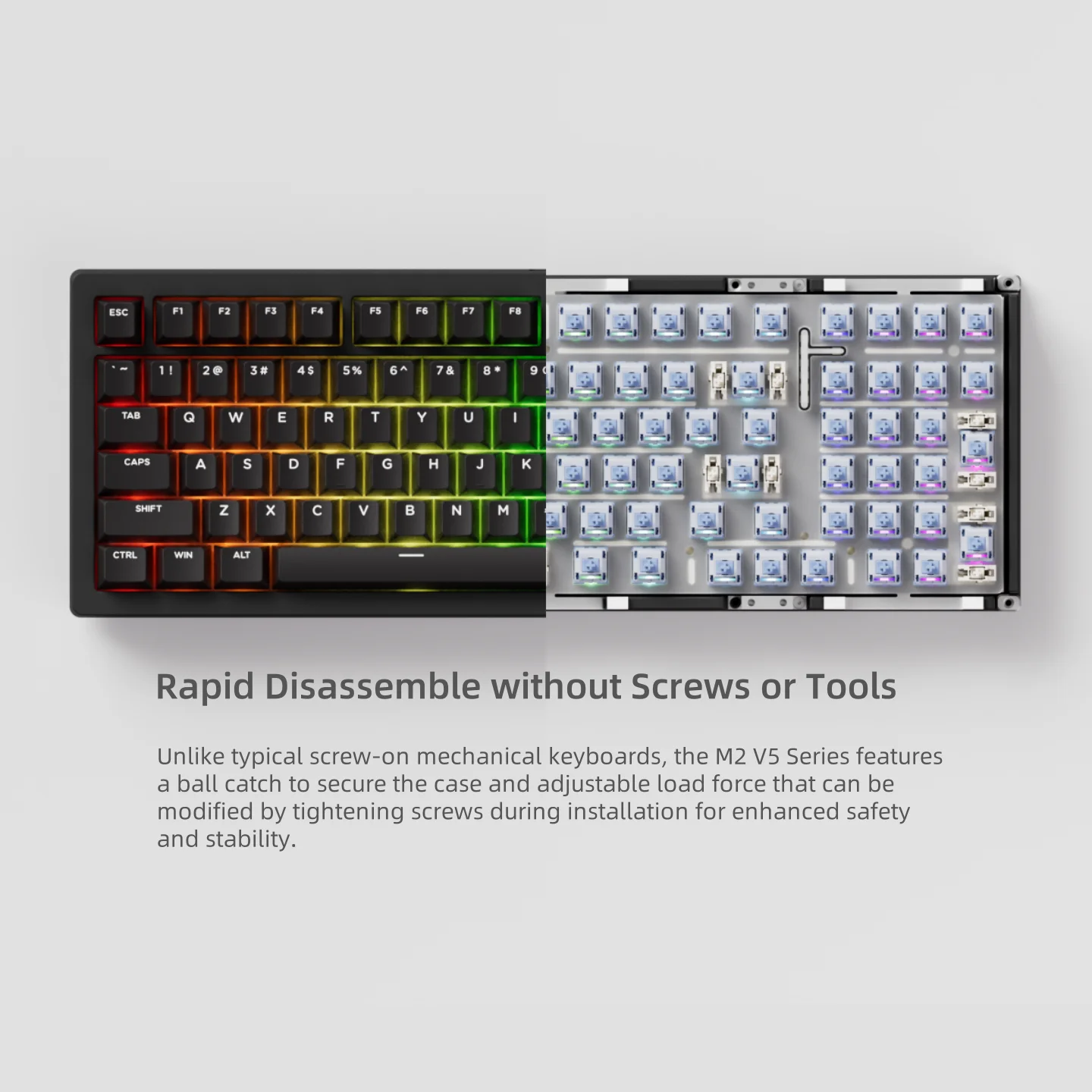 MonsGeek M2 V5 a través de teclado mecánico/Kit Barebone 1800 de aluminio tamaño compacto Rápido desmontaje RGB Hot Swap tri-modo teclado - imagen 2