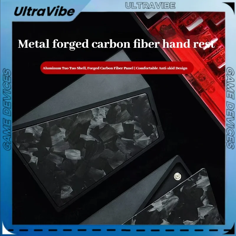 Mango de teclado LUMINKEY, soporte de palma de fibra de carbono forjado de metal, bloque de aluminio dividido, soporte de muñeca de aleación, diseño ergonómico