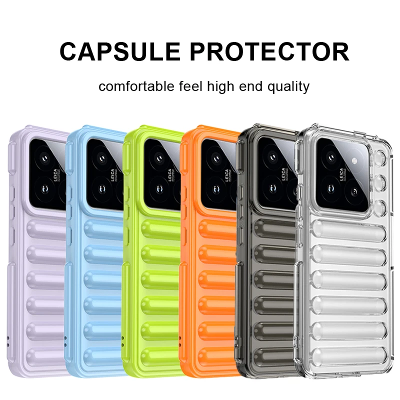 Funda protectora de cápsula para Xiaomi 14 Pro, funda protectora de silicona TPU a prueba de golpes, Mi 14 Pro