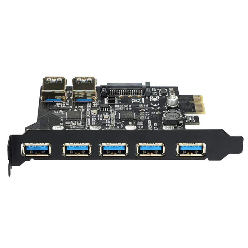 Adaptador de tarjeta de expansión PCIE X1 a USB3.2 Gen1, 5Gb, 19 pines, cabezal SATA/4 pines, Chip NEC d7201, 5/7 puertos USB 3,0, nuevo - imagen 2