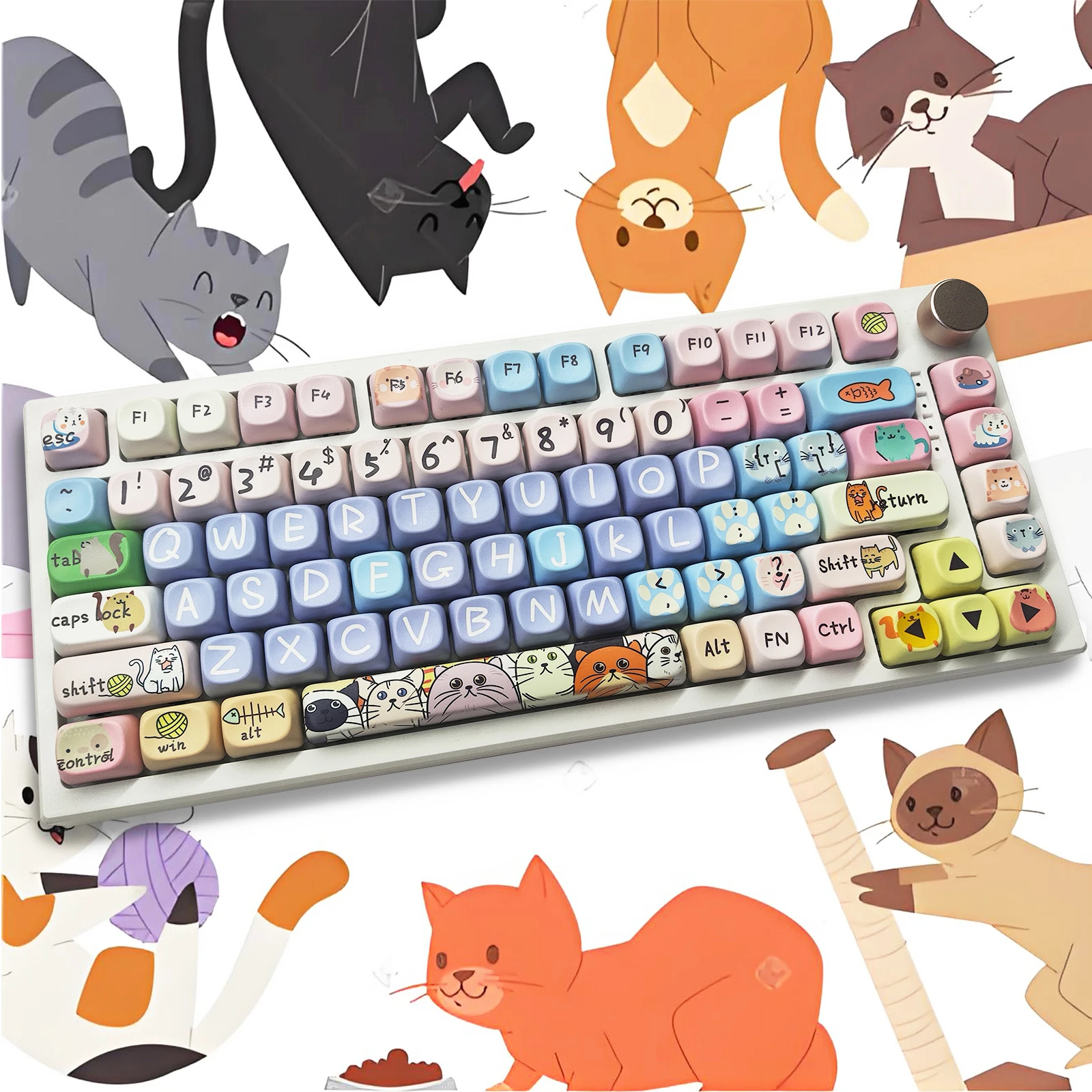 Teclas de perfil MOA, teclas bonitas con diseño de gato y ratón, PBT, sublimación térmica, teclados mecánicos para juegos, XDA, pro-Key, 121 teclas - imagen 2
