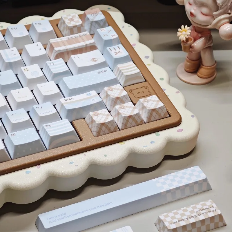 Juego de teclas con tema azul cacao, tapa de teclado con perfil de cereza/FOA de sublimación PBT personalizada para accesorios de teclado mecánico - imagen 4