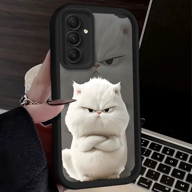 Precioso y divertido funda de gato blanco y negro para Samsung Galaxy A16 A25 A55 A35 A15 A06 A05 A05S A24 A13 A23 A12 A22 A32 A52 A71 A51 4G - imagen 5